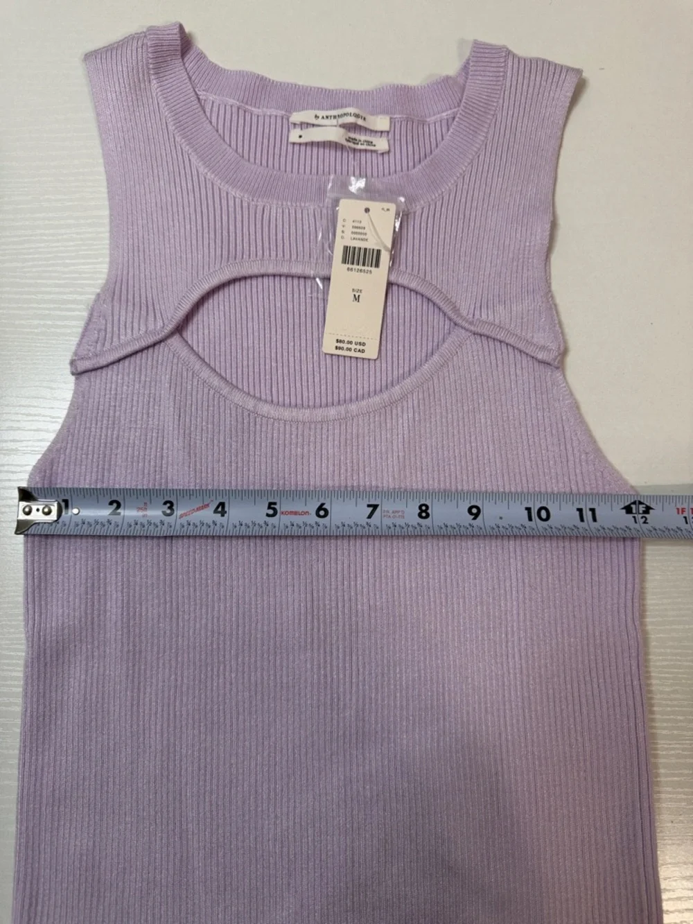 New By Anthropology Lavender Cut Out Tank - Ribbed NWT